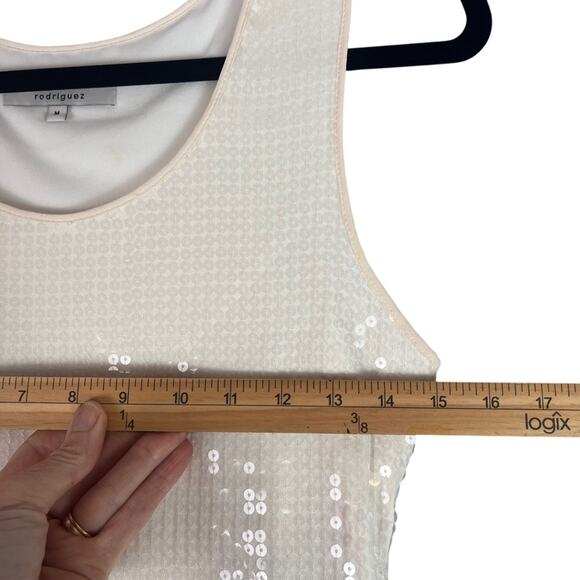 Robert Rodriguez White Sequins Sleeveless Sheath Dress Womens Medium Formal Sexy - Picture 11 of 13